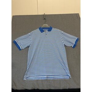 Callaway Golf Sport Mens XXL Blue White Striped Combed Cotton Polo Shirt 0104